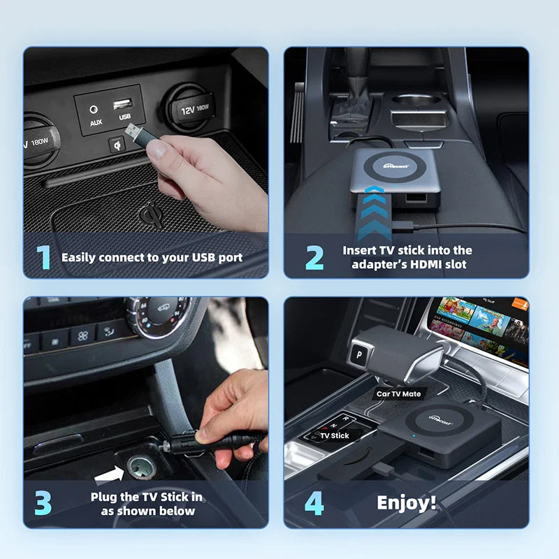 OTTOCAST Car TV Mate Adapter — Wired to Wireless CarPlay & Android Auto, HDMI Multimedia Video Converter for TV Sticks, Game Box, Phone