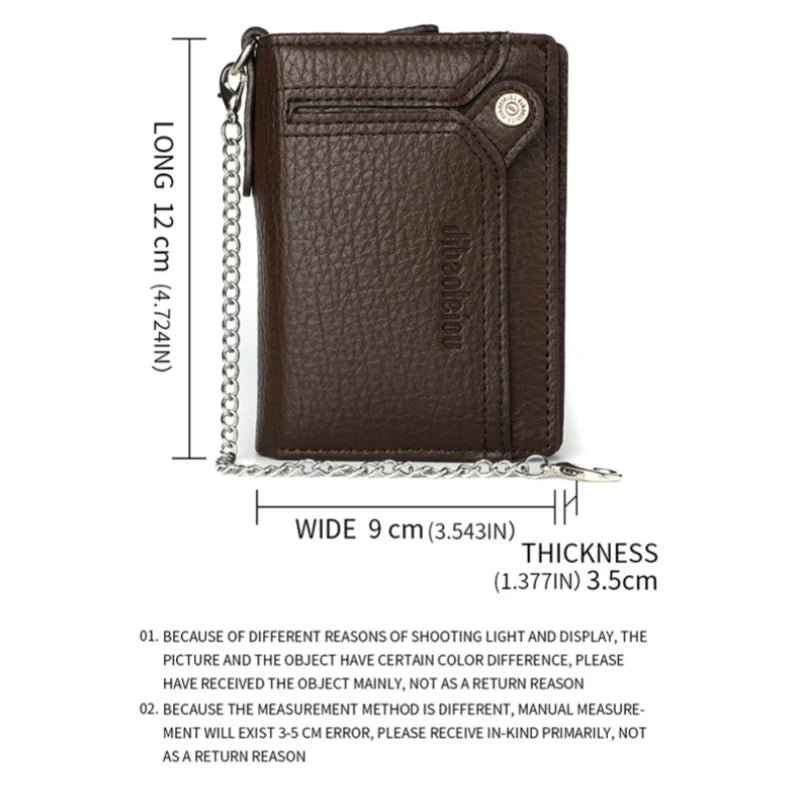 Men’s Multifunctional PU Leather Wallet – Large Capacity Credit Card Holder Purse with Chain Strap