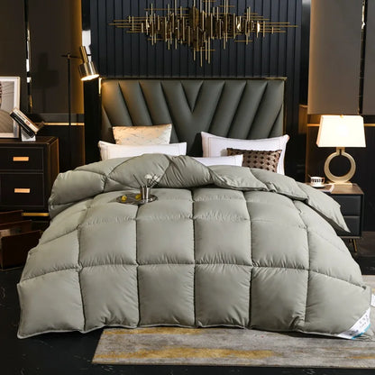 Noble 100% Goose Down Duvet – Thick Comforter Quilt, Single & Double Size, Monochromatic Winter Blanket