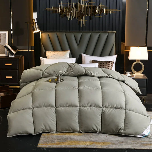 Noble 100% Goose Down Duvet – Thick Comforter Quilt, Single & Double Size, Monochromatic Winter Blanket