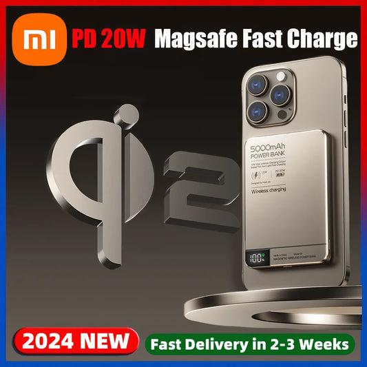 Xiaomi Ultra Slim 5000mAh Wireless Power Bank - MagSafe Fast Charging, High Capacity External Battery for iPhone 15/14/13/12