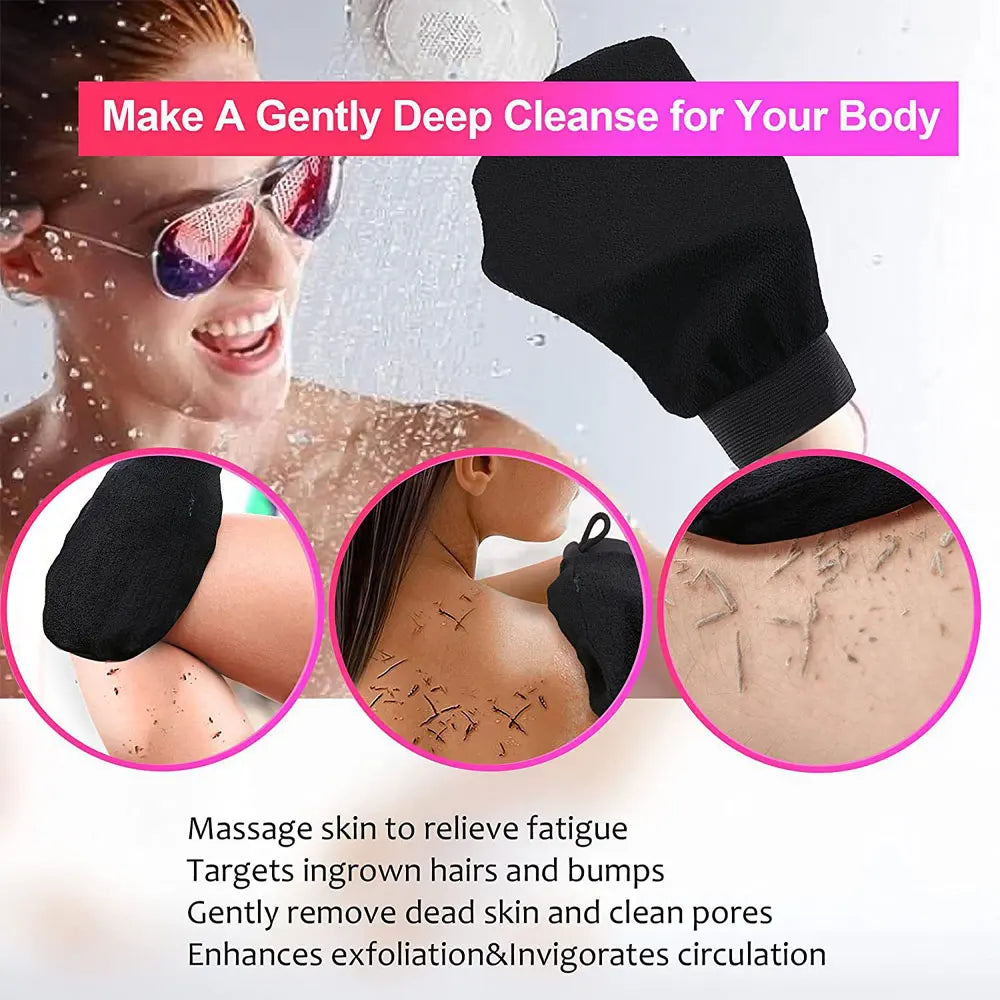 Moroccan Hammam Exfoliating Shower Gloves – Dead Skin Removal & Korean Massage Scrub Mitt