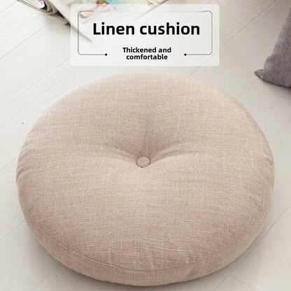 40cm Linen Seat Cushion – Soft Cotton Filled Thickened Circular Pillow for Sofa, Balcony, Office Chair & Car Seat