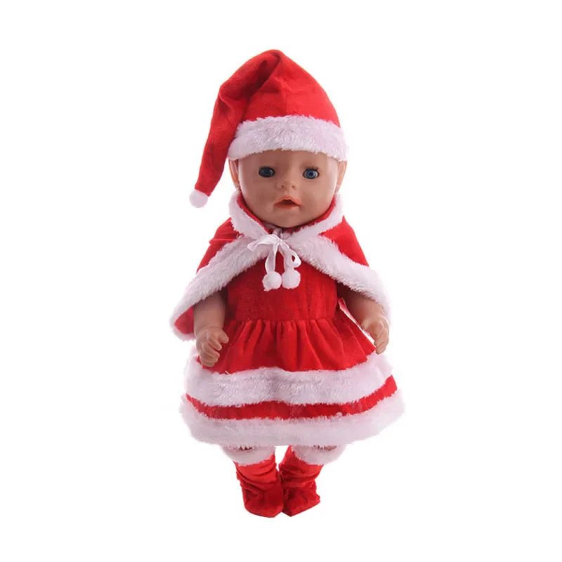 Pop Doll Christmas Outfit — Dress, Top & Pants Set for 18-Inch American and 43CM Reborn Baby Dolls, Our Generation Girl’s Toy Accessories