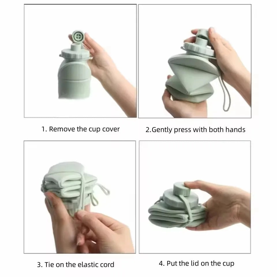 600ML Collapsible Silicone Cup - Portable Foldable Travel Water Bottle for Outdoor Use with Food-Grade Material