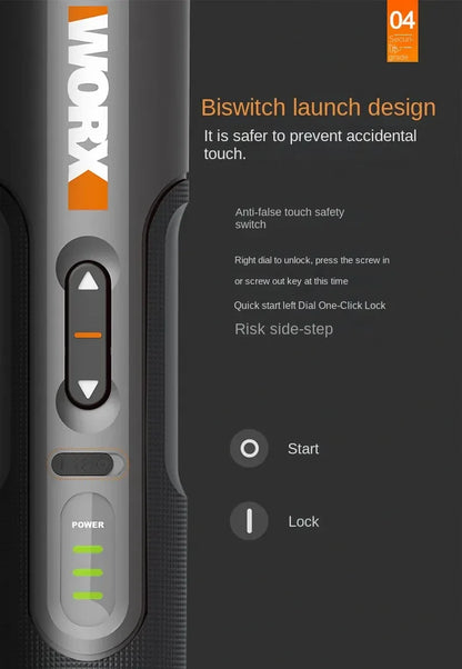 WORX WX242 4V Cordless Electric Screwdriver Set — USB Rechargeable Mini Drill with 30 Bits Power Tool