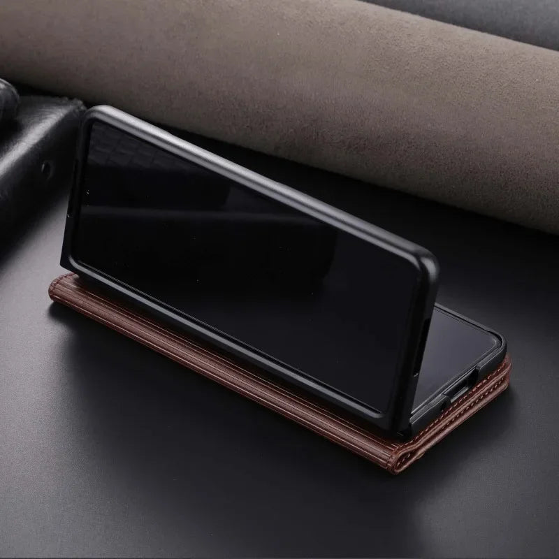 Phone Case for Samsung Galaxy Z Fold 6/5/4/3 — Fold6/5/4/3 5G Leather Wallet Card Holder Kickstand Shockproof Cover