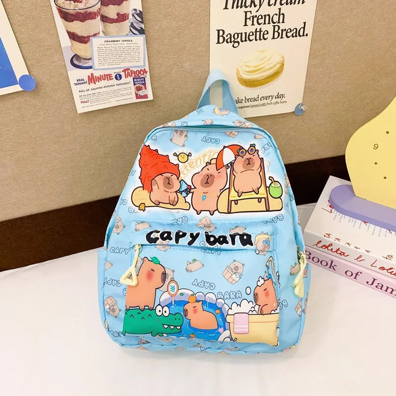 Cute Capybara Backpack | Large Capacity, Breathable Nylon Schoolbag for Students, Women & Girls, Ultra-Light Book Bag
