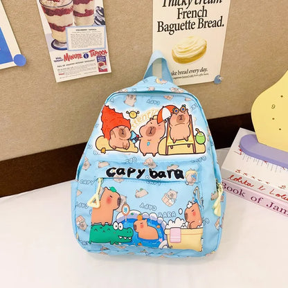 Cute Capybara Backpack | Large Capacity, Breathable Nylon Schoolbag for Students, Women & Girls, Ultra-Light Book Bag