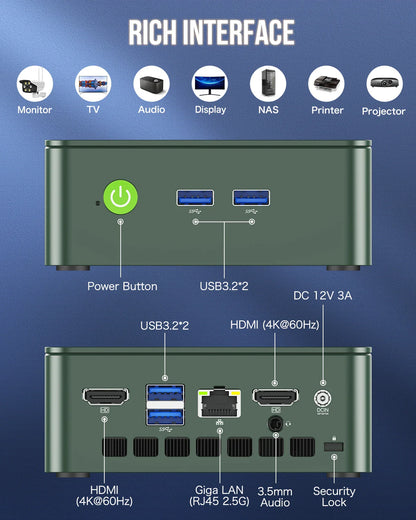 GMKtec G3 Mini PC – Intel Alder Lake N100, Windows 11 Pro, 8/16GB DDR4, 256/512GB PCIe SSD, WiFi 6, BT5.2 Desktop Computer