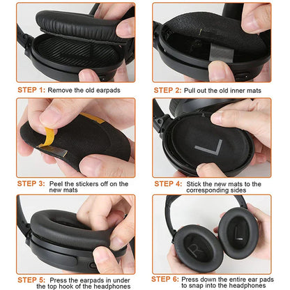 KUTOU Replacement Ear Pads for Bose QC45 – Soft Protein Leather Cushions for QuietComfort 45