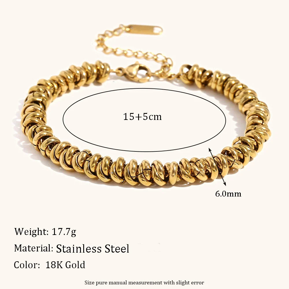 La.Muses Dual Color Circular Bead Necklace — Gold & Silver Stainless Steel Jewelry for Women