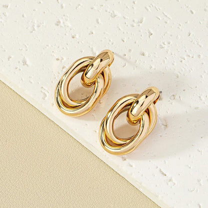 Gold & Silver Knot Hoop Earrings – Trendy Shiny Eardrop Jewelry for Women