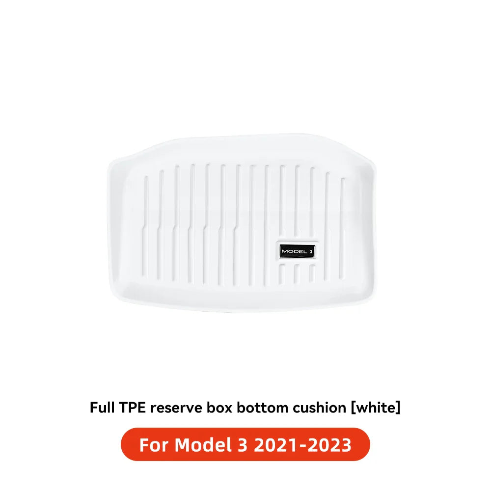YZ TPE White Foot Pad — Fully-Surrounded Floor Liner for Tesla Model 3 & Model Y (2021–2025) | Waterproof, Non-Slip
