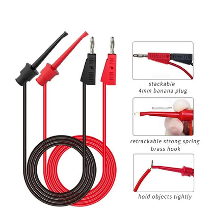 P1308B 18PCS Test Lead Kit – 4mm Banana Plug to Test Hook Cable with Multimeter Probes & Alligator Clips