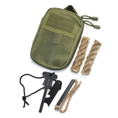 Portable Magnesium Fire Starter - Flint Lighter with Wooden Handle Outdoor Survival Camping EDC Emergency Tool