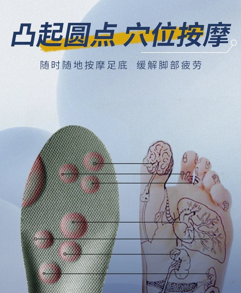 4D Massage Shoe Insoles — Super Soft Latex Sports Insoles with Arch Support, Orthopedic Inserts for Running & Basketball Shoes, Unisex