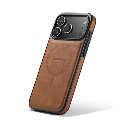 Leather MagSafe Phone Case - Magnetic Charging Shockproof Cover for iPhone 17 Air, 16, 15, 14, 13 & 12 Series