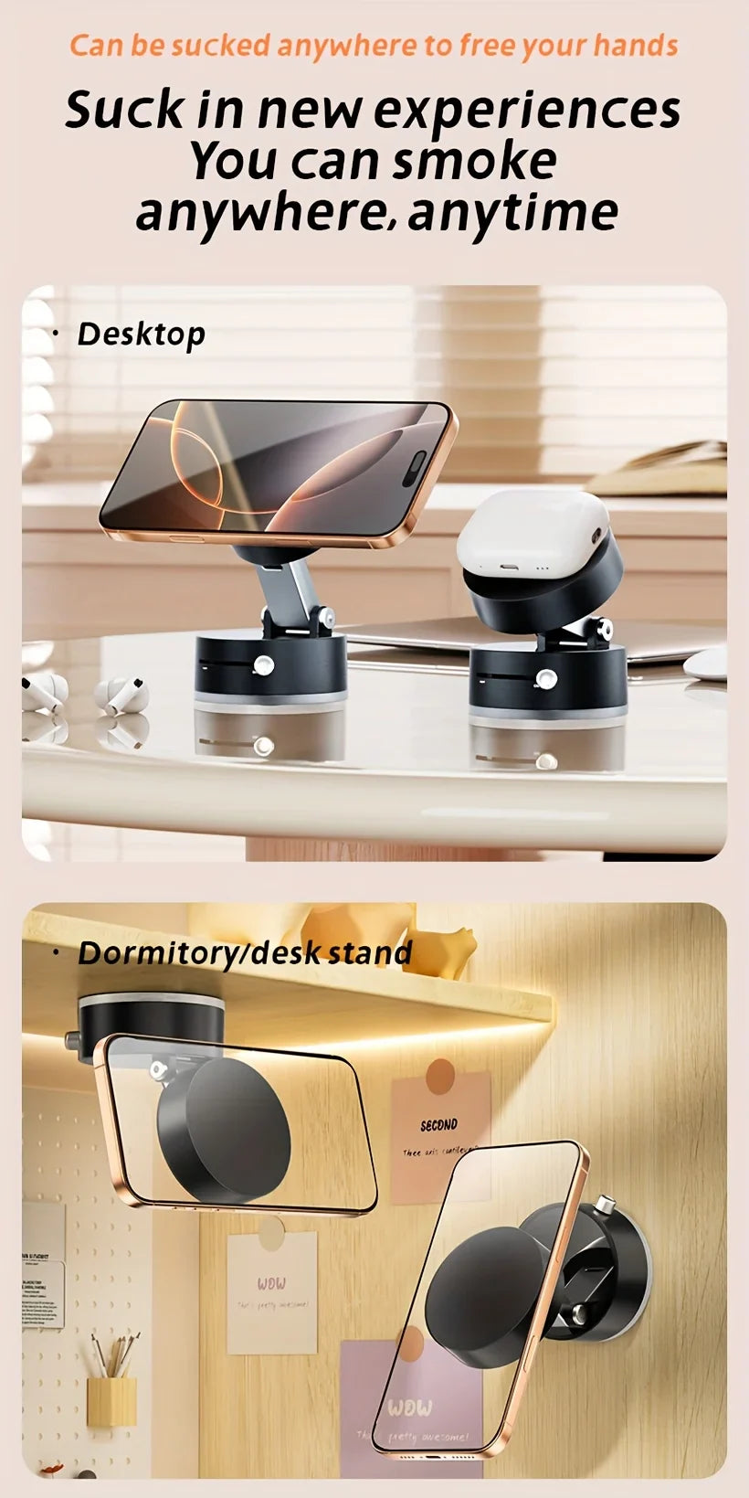 Vacuum Magnetic Folding Swivel Phone Stand – Double-Sided Suction Cup Holder, Universal Compatibility