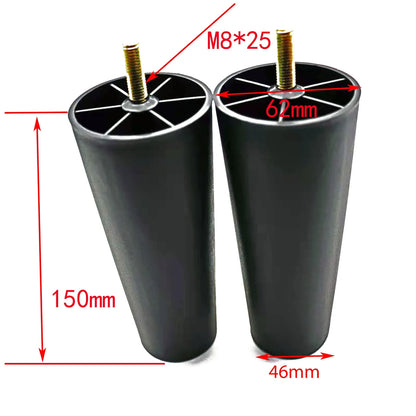 Plastic Furniture Legs Set - Modern Tapered Replacement Legs with M8 Thread for Sofa, Cabinet & TV Stand