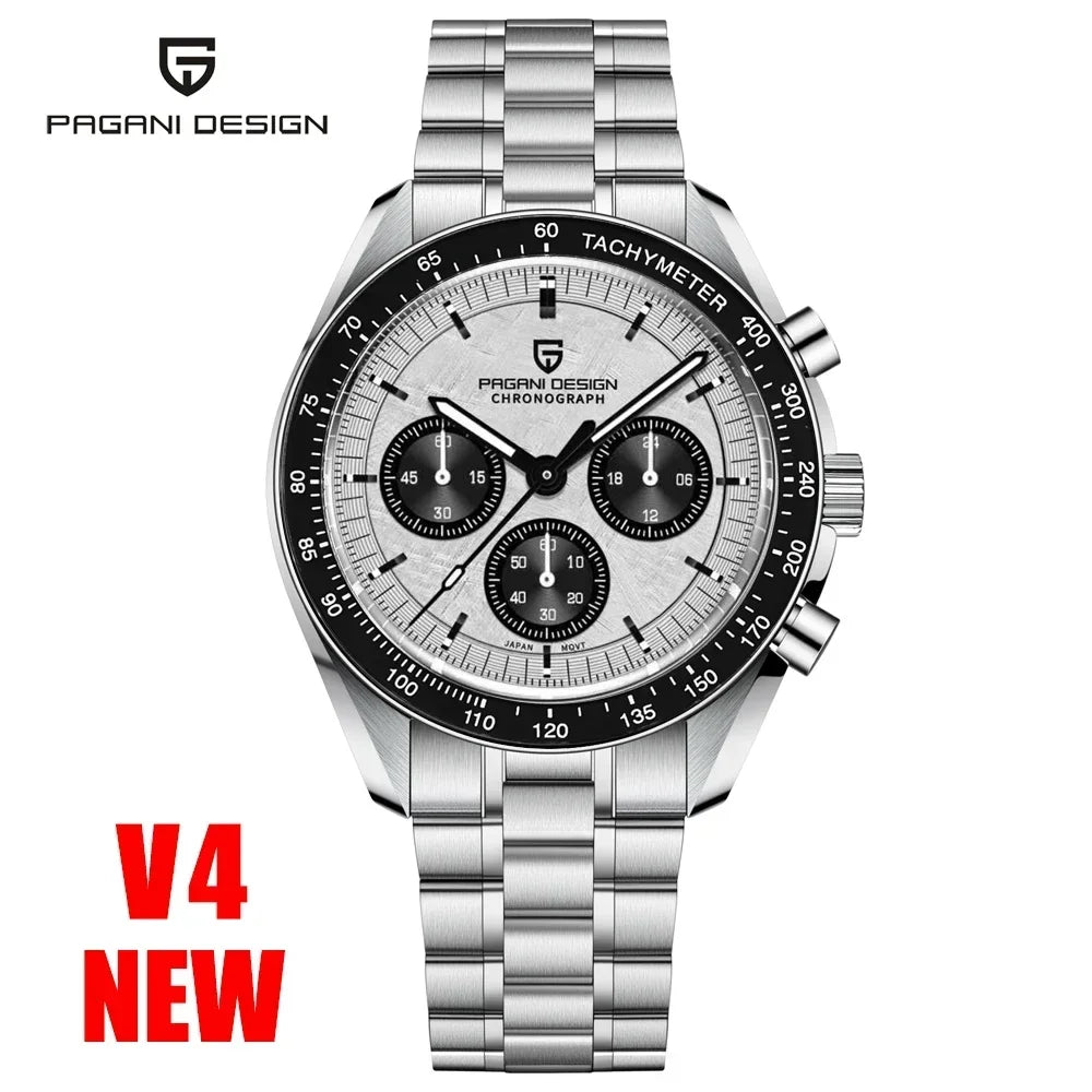 PAGANI DESIGN 2026 Men’s Luxury Quartz Chronograph Watch – AR Sapphire Crystal, Auto Date Speed Wristwatch