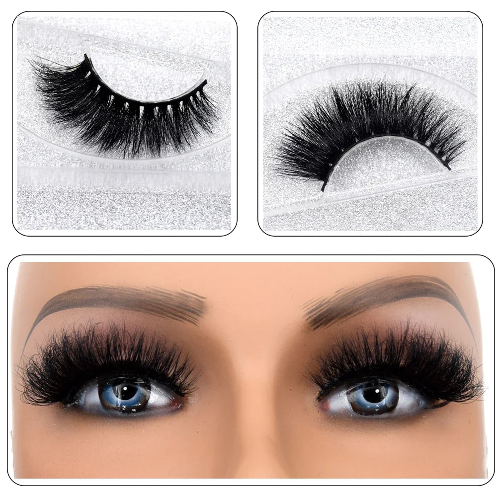 3D Real Mink False Eyelashes – Thick Handmade Strip Lashes with Glitter Packing for Makeup Beauty D101