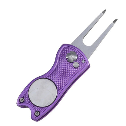 Foldable Golf Divot Repair Tool — Golf Ball Pitch Groove Cleaner & Putting Green Training Aid Accessory