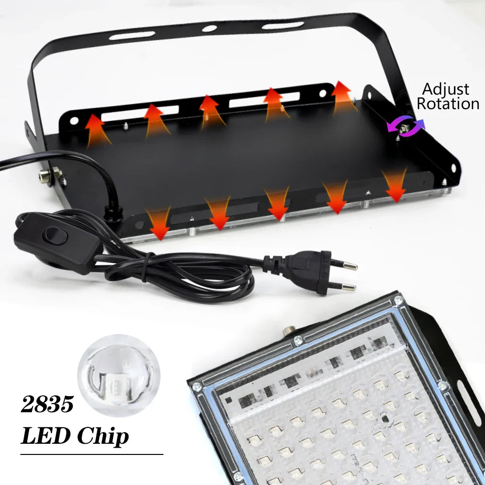 395nm-400nm LED UV Floodlight — 50W/100W 220V Waterproof Ultraviolet Stage Blacklight for Disco & Party