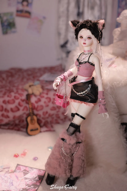 Celia N Y2K Baddie 1/4 BJD Doll – Fullset Pastel Punk Pink Cyber Style, Sweet Honey Girl ShugaFairy Collectible Figure