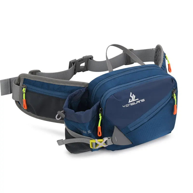 Nylon Waist Pack for Hiking & Running – Adjustable Lightweight Belt Bag with Water Bottle Holder for Outdoor Sports