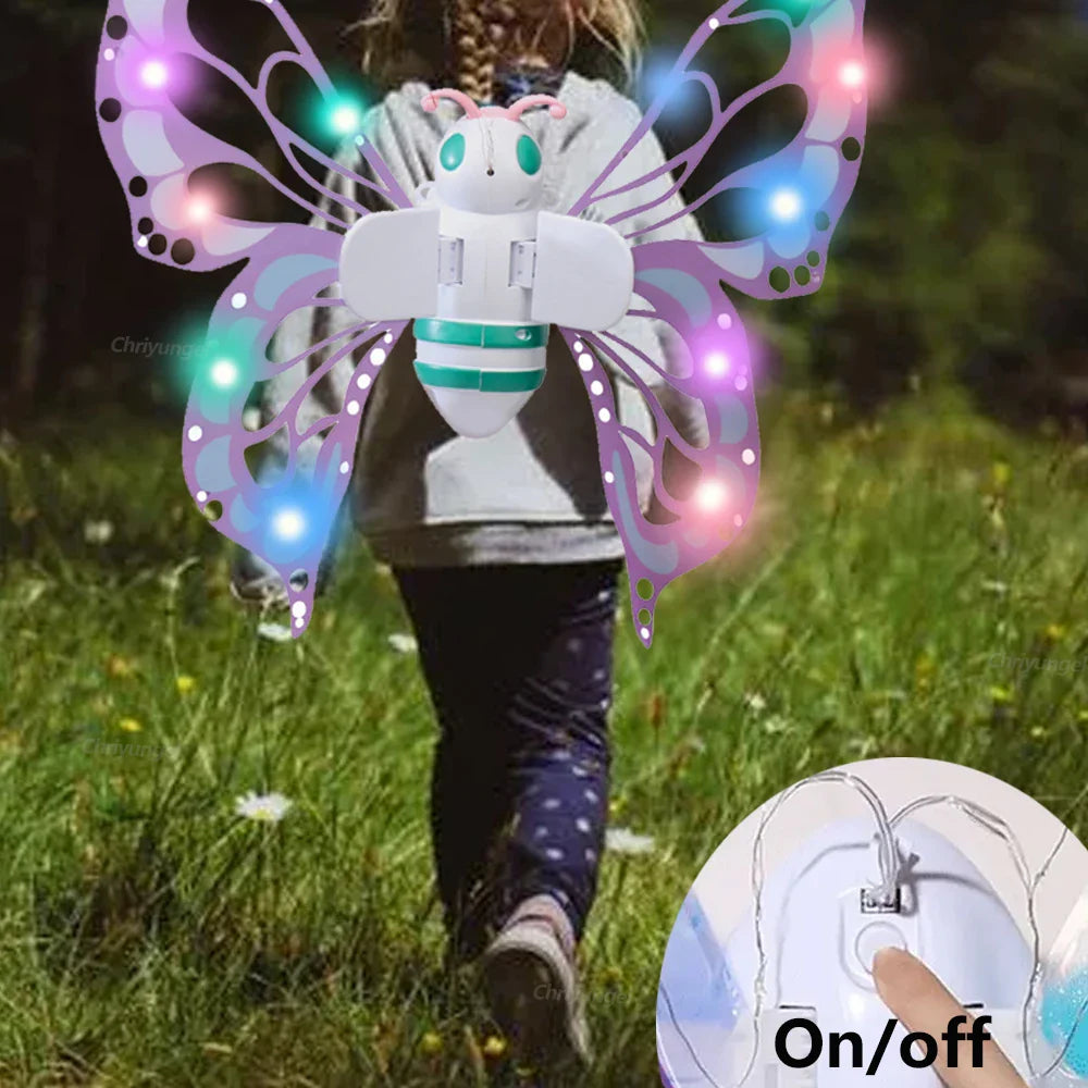 Electric Butterfly Fairy Wings with Lights — Moving Elf Angel Wings for Kids Cosplay & Dress Up