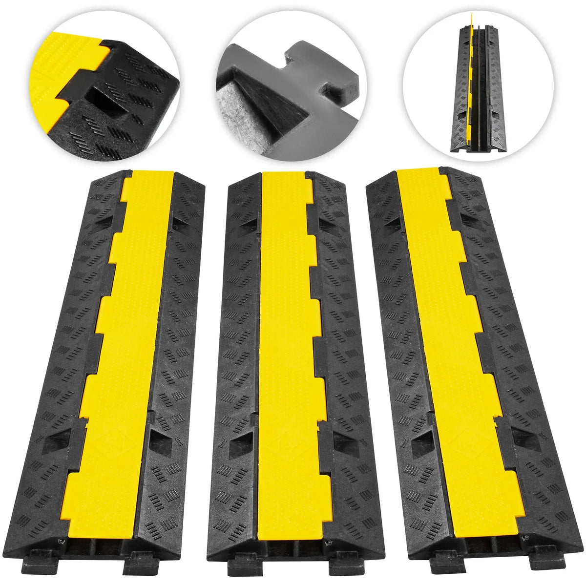 SucceBuy 2-Channel Cable Protector Ramp – Heavy-Duty Rubber & PVC Cord Cover, 11,000 lb Capacity for Driveways & Traffic Areas