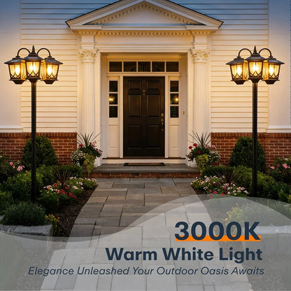 73-Inch Solar Outdoor Light Pole – Dusk-to-Dawn, Metal Construction, Semi-Recessed Installation