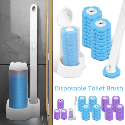 18/36Pcs Disposable Toilet Brush Kit - Wall-Mounted Bathroom Cleaning Tool with Long Handle & Refill WC Accessories