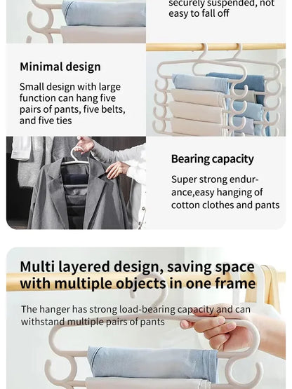 1/2/3pcs Multifunctional Pants Rack – Space-Saving 5-Layer Trousers Hanger for Closet & Clothes Storage