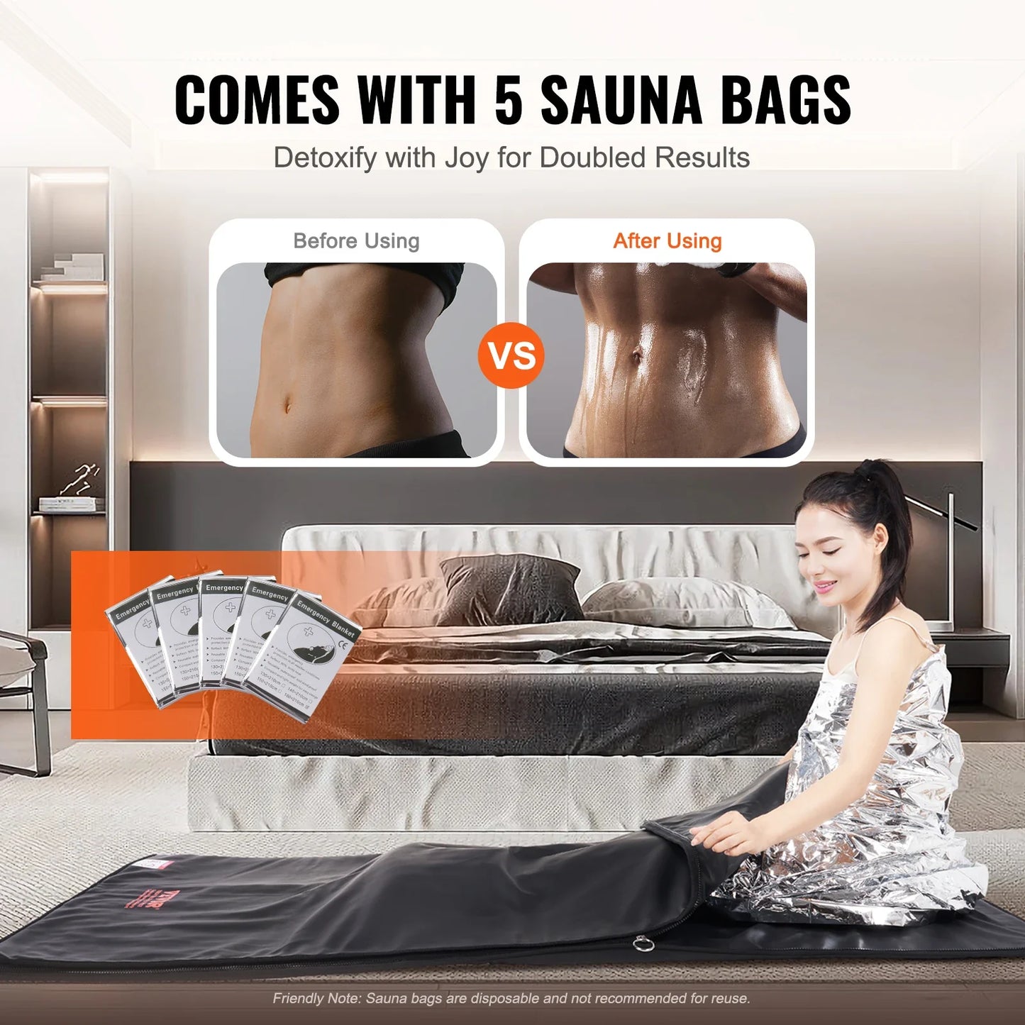 VEVOR Sauna Blanket for Detoxification – Portable Far Infrared Sauna, Adjustable Temperature & Timer for Home Relaxation