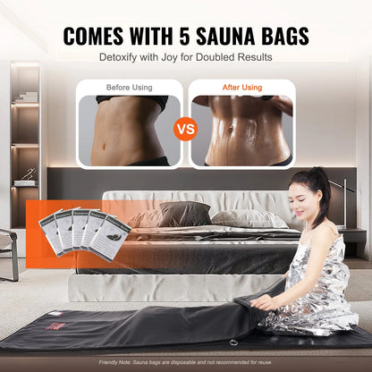 VEVOR Sauna Blanket for Detoxification – Portable Far Infrared Sauna, Adjustable Temperature & Timer for Home Relaxation