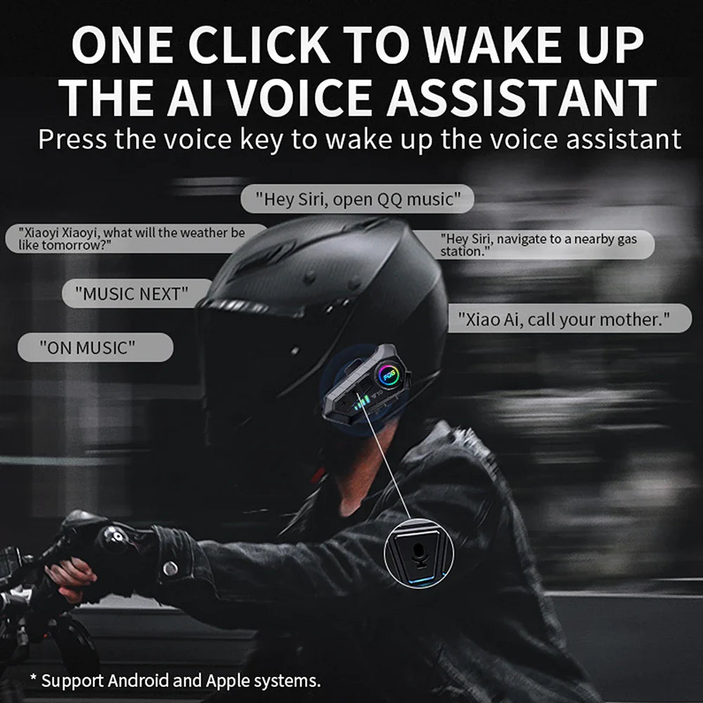 Bluetooth 5.3 Motorcycle Helmet Headset: Waterproof Wireless Hands-free Call Kit - MP3 Music Player Speaker, Perfect for Moto Riders