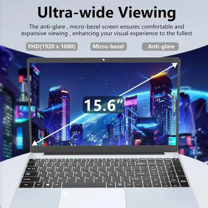 2025 Ultra-Thin Business Notebook — 15.6" Windows 11 Laptop, Intel Celeron N4000, 16GB RAM, 1TB/2TB SSD with Fingerprint