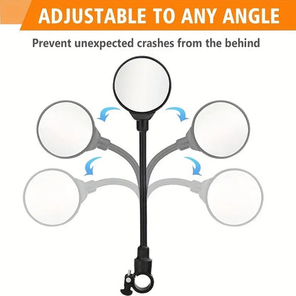 360° Rotatable Bicycle Rearview Handlebar Mirrors – Adjustable Bendable Hose for Mountain Bikes & Motorcycles