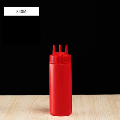 Plastic Squeeze Sauce Bottle – Graduated Jam & Salad Container with 3 Nozzles