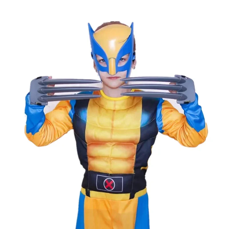 Kids Wolverine Cosplay Costume – Luxury Mask & Jumpsuit for Halloween, Christmas, New Year, Superhero Role Play