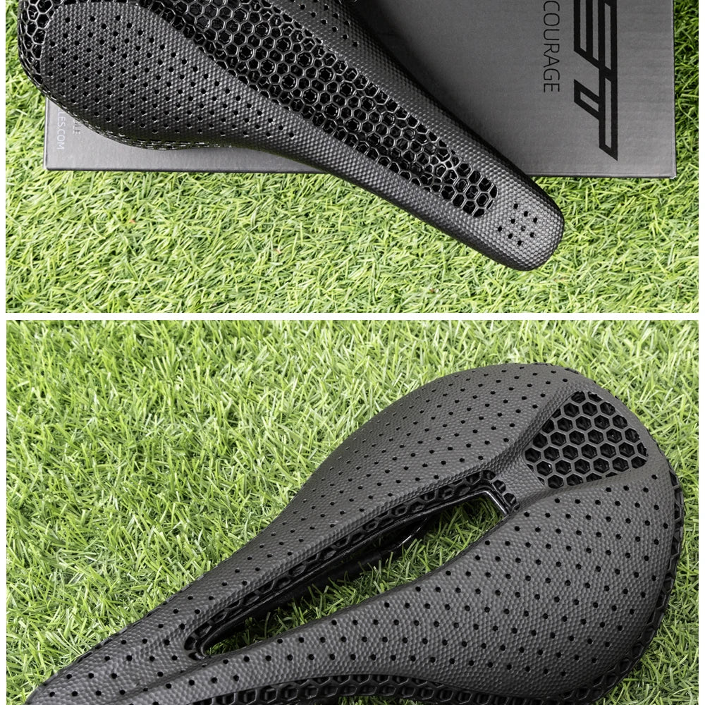 RYET Ultra Full Carbon 3D Printed Bike Saddle — 145mm Lightweight MTB Seat with High Modulus Carbon Fiber Base