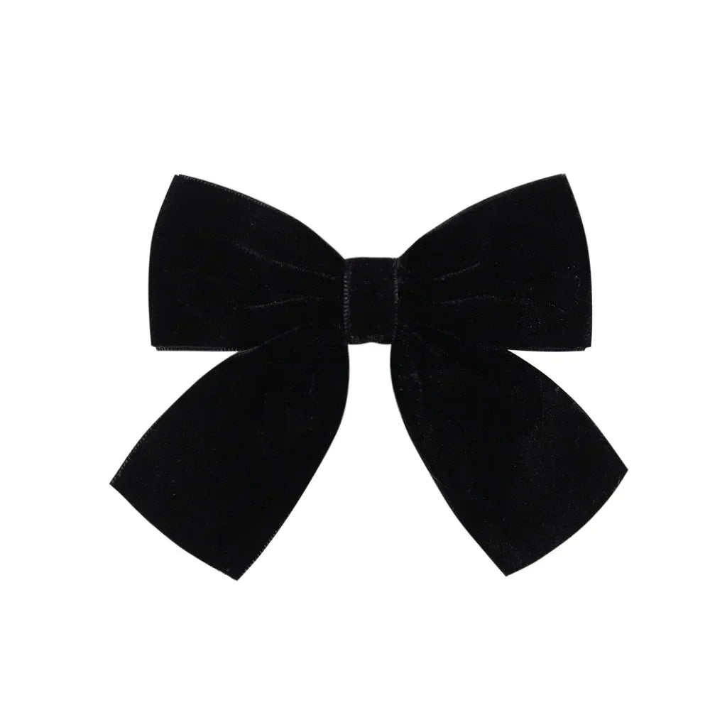 4.3-inch Velvet Bow Hair Clips for Girls – Handmade Barrettes in Black, White, Red, Pink, Blue, Yellow, Kids Hair Accessories