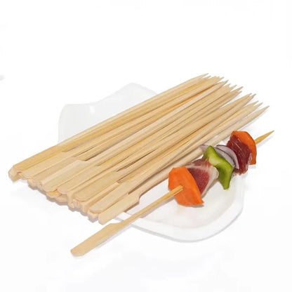 100Pcs Disposable Bamboo Skewers - Natural BBQ Tools, Barbecue Bamboo Sticks for Kabob, Fruit, Cocktail Parties, Camping BBQ Accessories