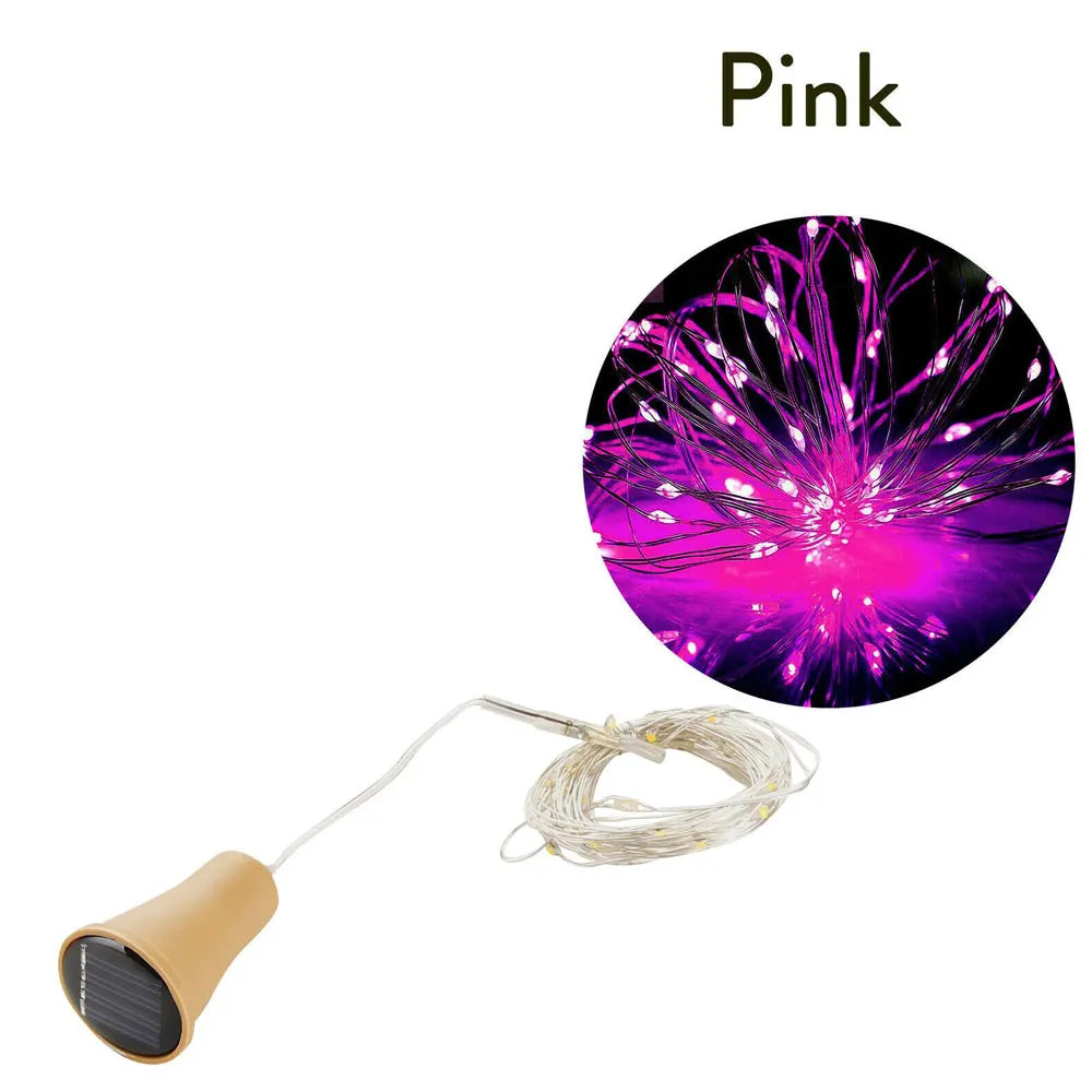 Solar Powered Wine Bottle Lights – 10LED/20LED Cork Shape Fairy Lights, Copper Wire Garland for Christmas & Home Room Decor