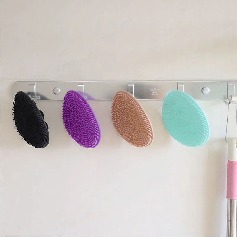 Silicone Body Scrubber with Natural Bristles – Skin Exfoliating Shower Sponge & Bath Brush