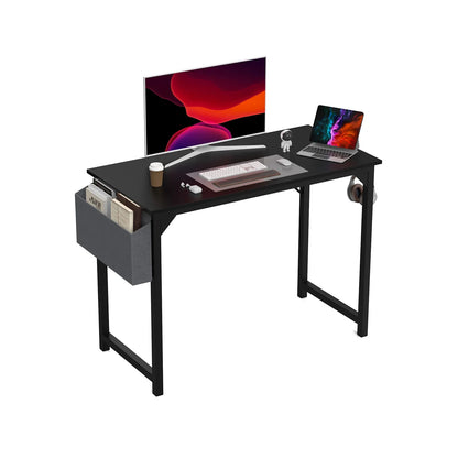 Computer Desk – Modern Compact Writing & Gaming Table with Side Bag, Headphone Hook, Easy Assembly