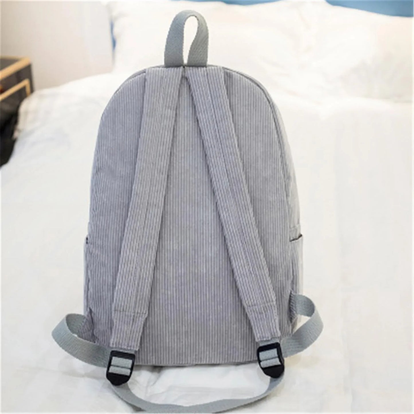 Women's Corduroy School Backpack – Striped Travel Rucksack for Teenage Girls & Shoulder Bag Mochila