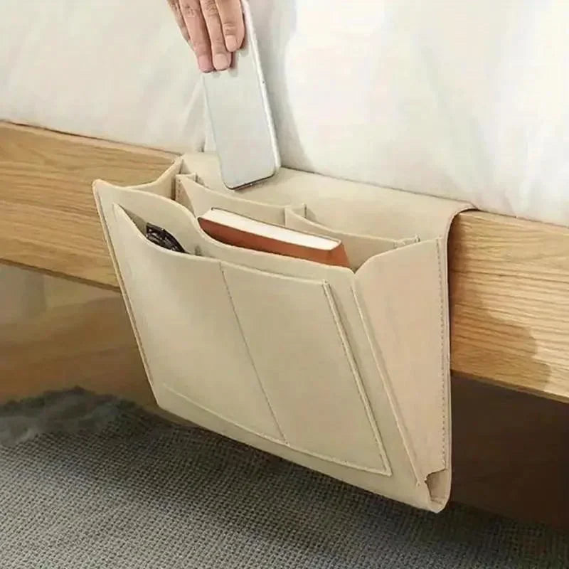 Bedside Hanging Storage Organizer — Phone, Remote, Tissue & Book Holder for Home